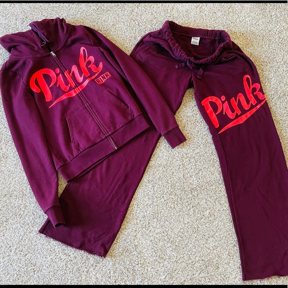VS Pink Zip up Hoodie and Pant Set